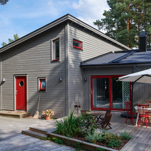 Utomhus färgprov i kulören Nordsjö Grey Cliff
